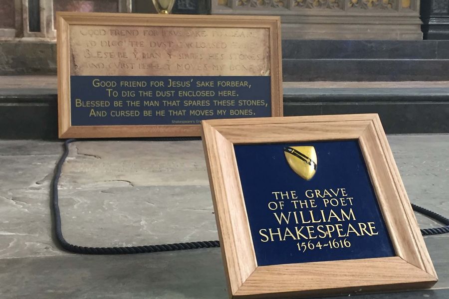 General view of the last resting place of William Shakespeare and his wife Anne Hathaway at Holy Trinity Church in Stratford-upon-Avon, which will be the final destination of the special 400th anniversary celebration of the Bard's life and works. Photo: Richard Vernalls. Copyright: PA/Press Association Images.